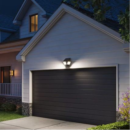 Philips - ZYREN Solar LED Wall Light with Sensor, LED/24.5W/3.7V 2600 mAh 5000K IP65 Black