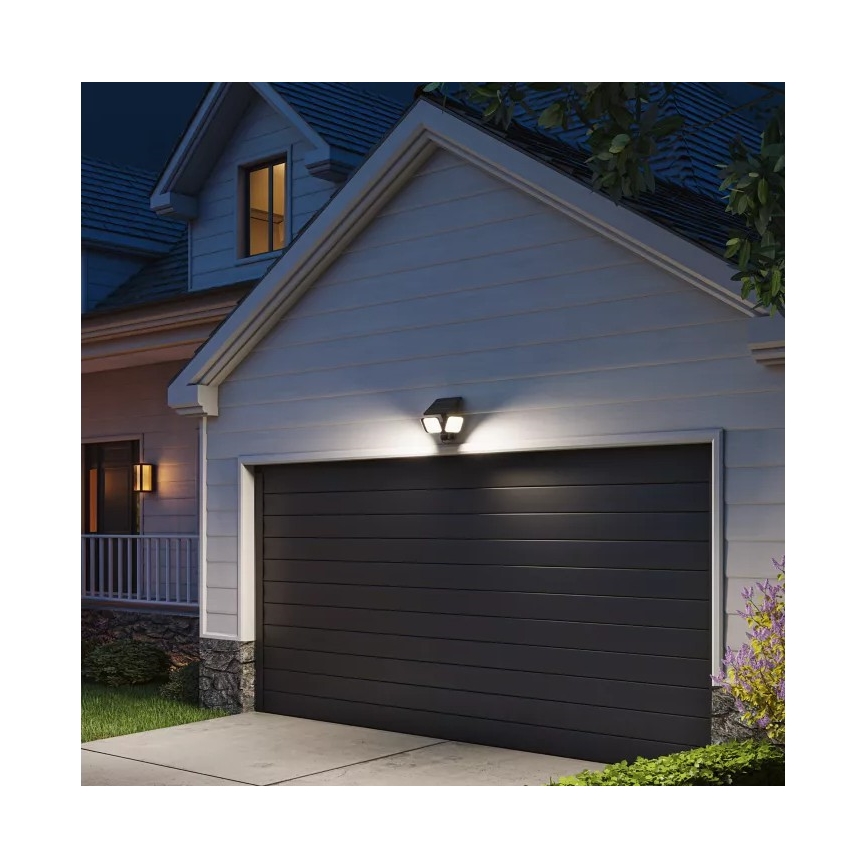 Philips - ZYREN Solar LED Wall Light with Sensor, LED/24.5W/3.7V 2600 mAh 5000K IP65 Black