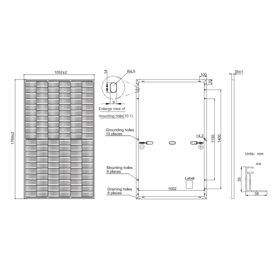 Photovoltaic solar panel JA SOLAR 380 Wp black frame IP68 Half Cut