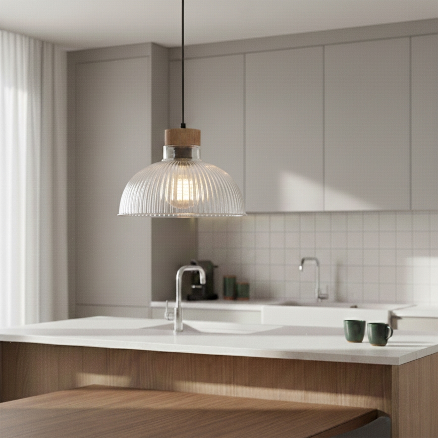 PIA cable pendant light 1xE27/60W/230V Ø 30 cm oak