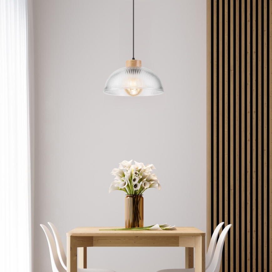 PIA cable pendant light 1xE27/60W/230V Ø 30 cm oak