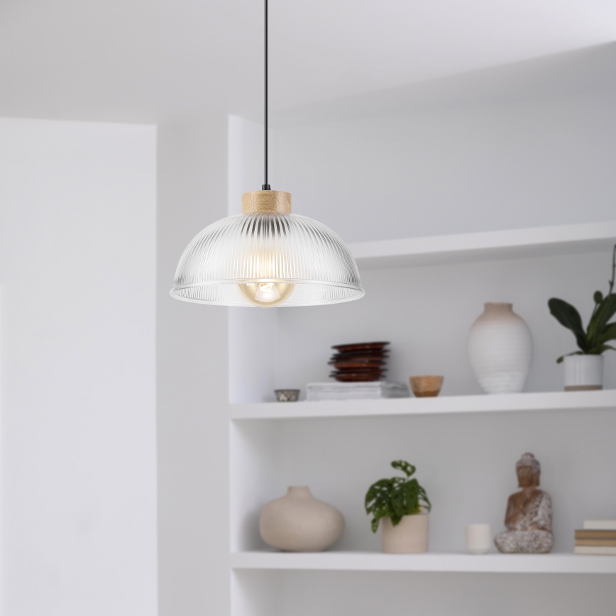 PIA cable pendant light 1xE27/60W/230V Ø 30 cm oak