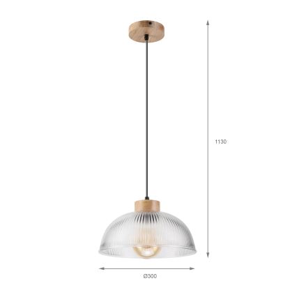 PIA cable pendant light 1xE27/60W/230V Ø 30 cm oak