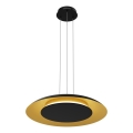 PIATTINO cable-suspended LED pendant, 30W, 230V, selectable color temperature (2700/3200/4000K), Ø 40 cm, black/gold