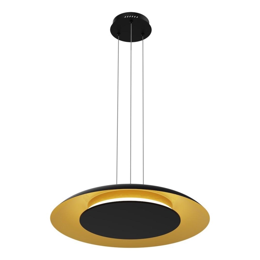 PIATTINO cable-suspended LED pendant, 30W, 230V, selectable color temperature (2700/3200/4000K), Ø 40 cm, black/gold