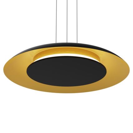 PIATTINO cable-suspended LED pendant, 30W, 230V, selectable color temperature (2700/3200/4000K), Ø 40 cm, black/gold