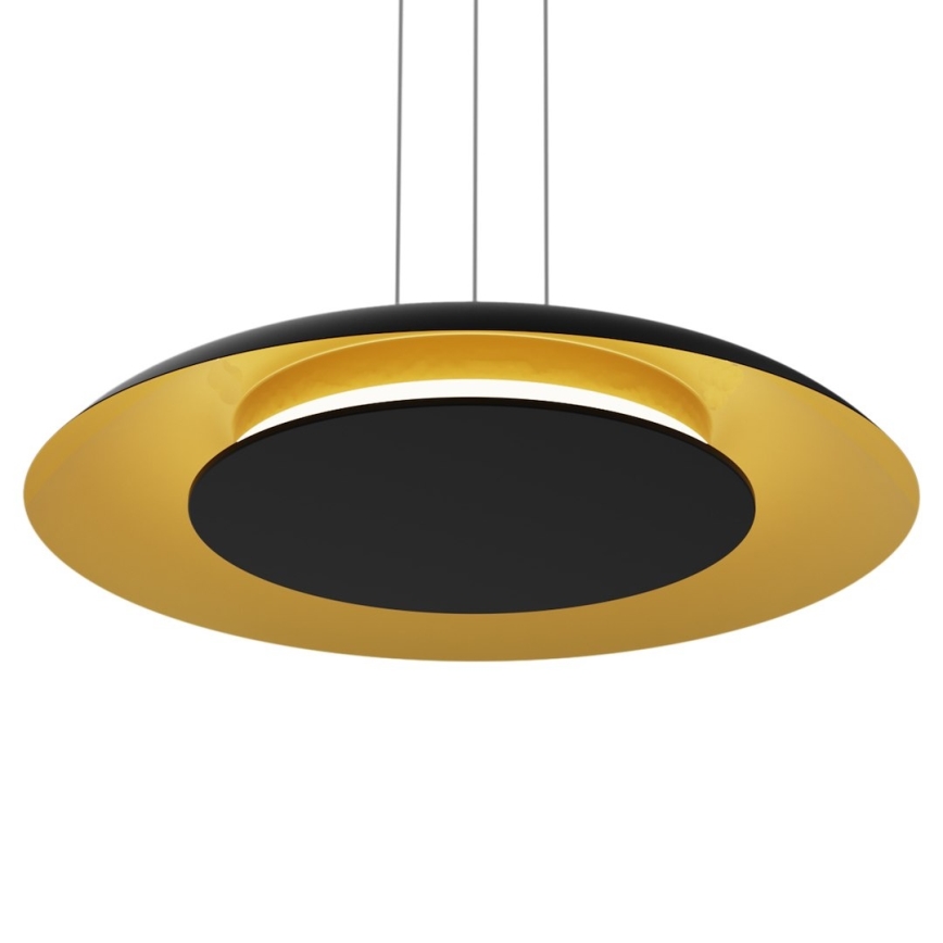 PIATTINO cable-suspended LED pendant, 30W, 230V, selectable color temperature (2700/3200/4000K), Ø 40 cm, black/gold