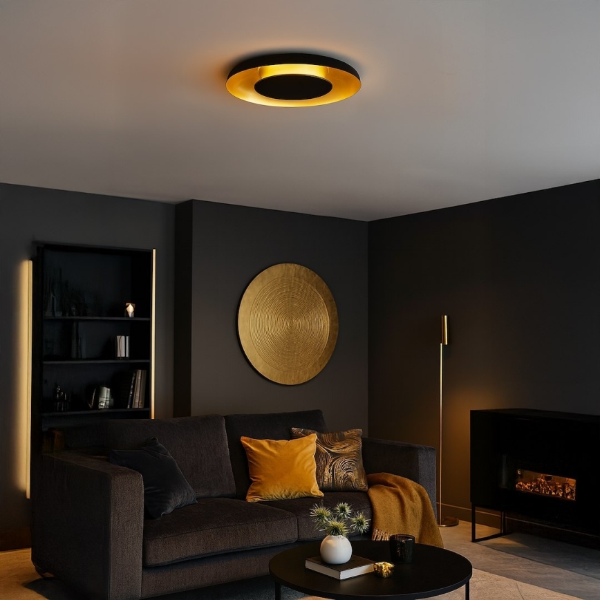 PIATTINO LED Ceiling Light LED/30W/230V, selectable 3000/4000/6000K, Ø40 cm, Black/Gold