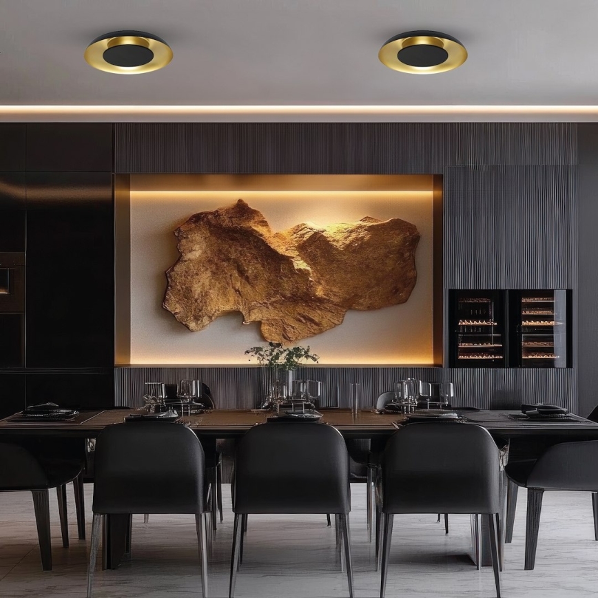 PIATTINO LED Ceiling Light LED/30W/230V, selectable 3000/4000/6000K, Ø40 cm, Black/Gold