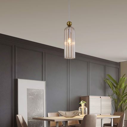 PIEGA Cable Pendant Lamp 1xE14/40W/230V, Brass/Smoke Beige