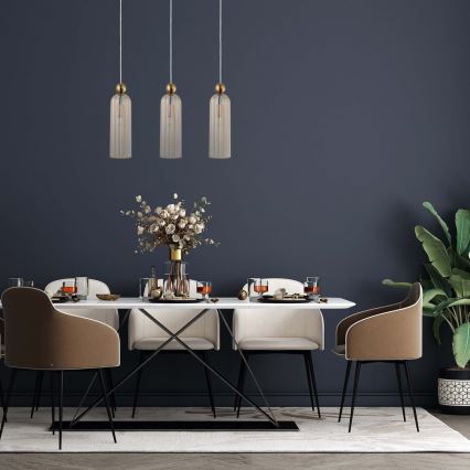 PIEGA Cable Pendant Light 3xE14/40W/230V Brass/Smoked Beige