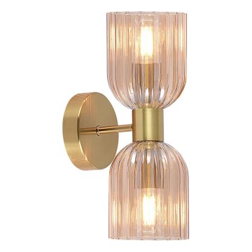 PIEGA Wall Lamp 2xE14/10W/230V, Brass/Smoky Beige