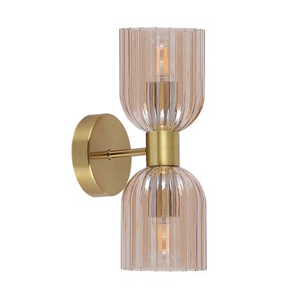 PIEGA Wall Lamp 2xE14/10W/230V, Brass/Smoky Beige