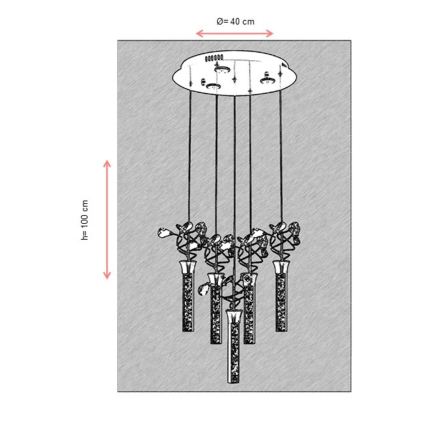 PIGEON Cable-Suspended LED Pendant 5xLED/6W/230V 6500K Glossy Chrome