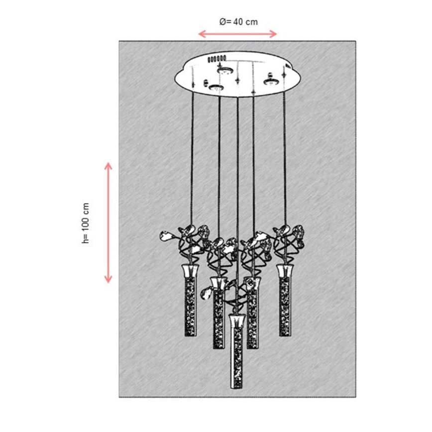 PIGEON Cable-Suspended LED Pendant 5xLED/6W/230V 6500K Glossy Chrome