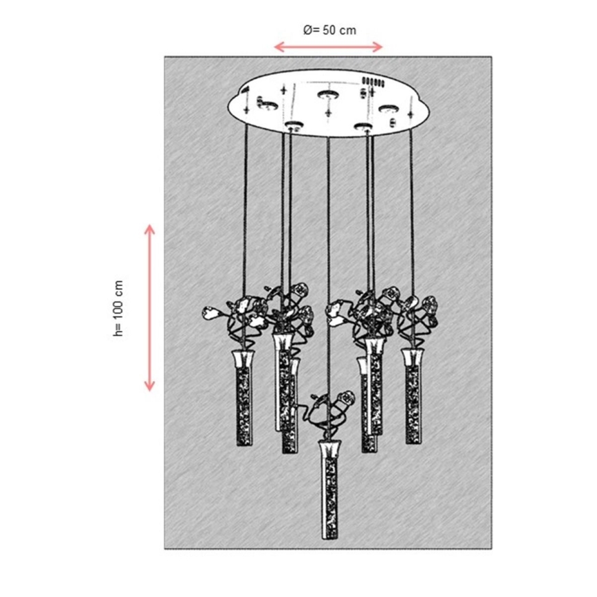 PIGEON LED Cable Pendant 7xLED/6W/230V 6500K Glossy Chrome