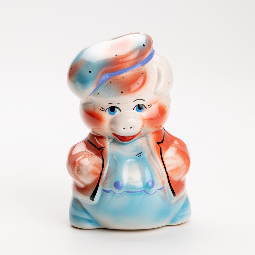 Piggy bank red blue
