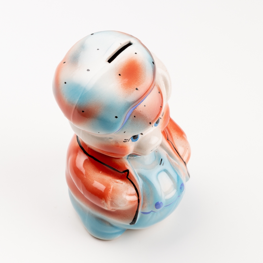 Piggy bank red blue