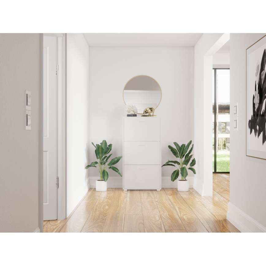 PIGO Shoe Cabinet 60 x 109 x 25 cm, White