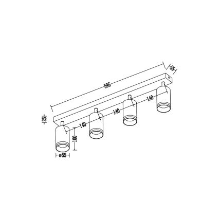 PIPE 4x GU10 spotlight, 10W/230V, white