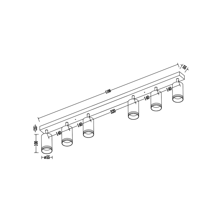 PIPE spotlight 6xGU10/10W/230V white