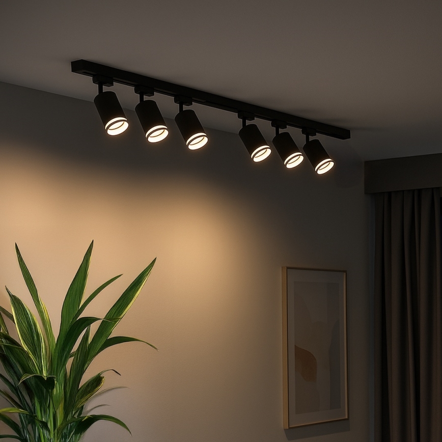 PIPE track spotlight, 6×GU10/10W/230V, Black