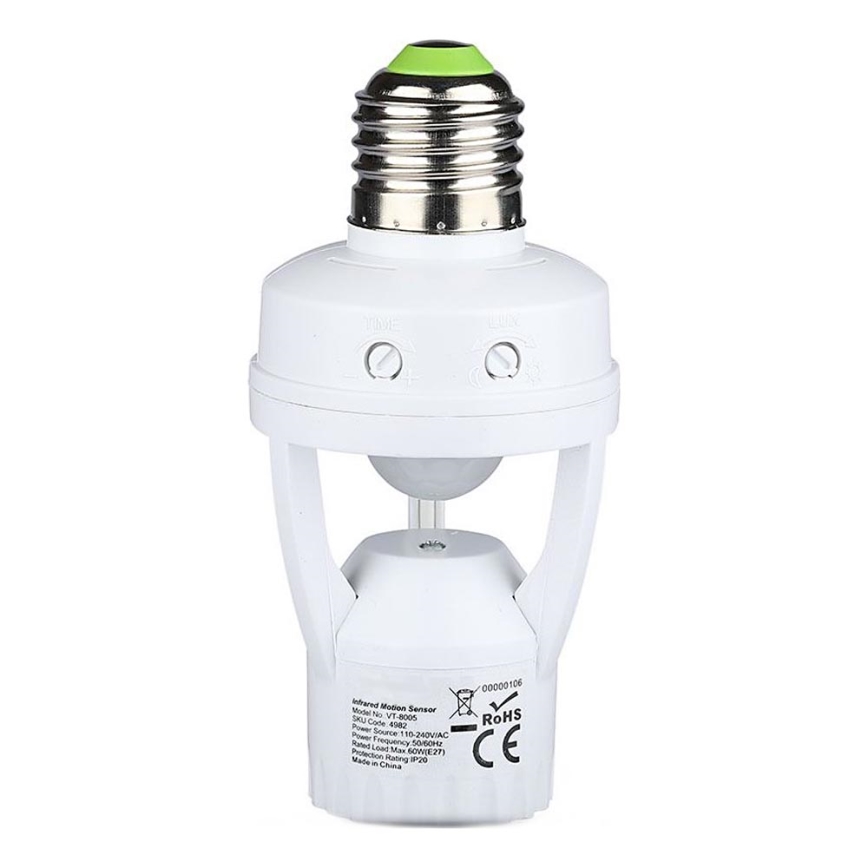 PIR sensor for E27 bulb white