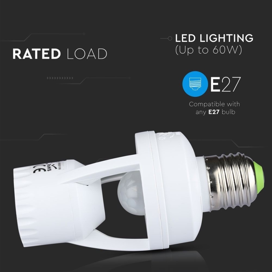 PIR sensor for E27 bulb white