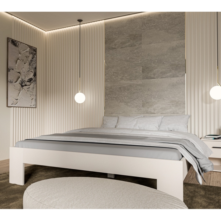 PIROA Double Bed 180x200 cm, Beige