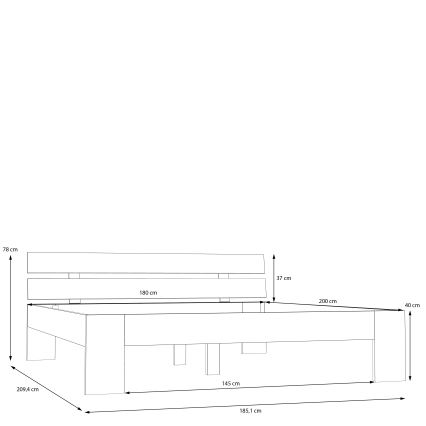 PIROA Double Bed 180x200 cm, Beige