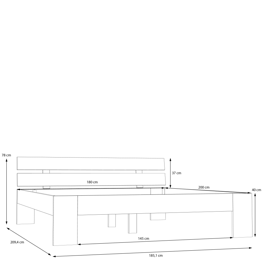 PIROA Double Bed 180x200 cm, Beige