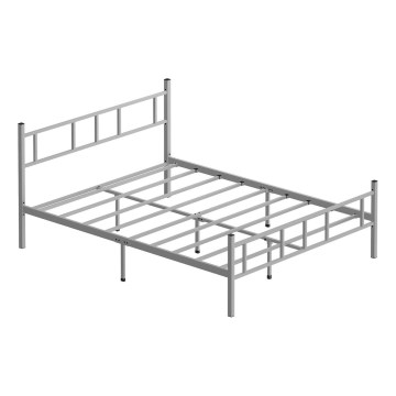 PIRON Metal Double Bed 140 x 200 cm, White — 200 kg Weight Capacity