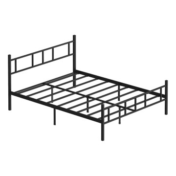 PIRON Metal Double Bed 160x200 cm, Black — 200 kg Load Capacity