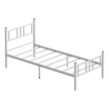 PIRON Metal Single Bed 90 x 200 cm, White — 120 kg Load Capacity