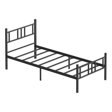 PIRON Metal Single Bed 90x200 cm, Black, 120 kg load capacity