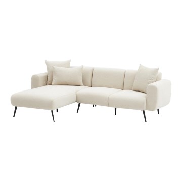 PISA L-shaped Corner Sofa, Cream - Left-hand