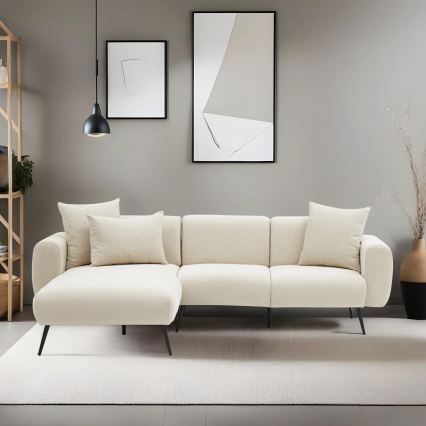 PISA L-shaped Corner Sofa, Cream - Left-hand