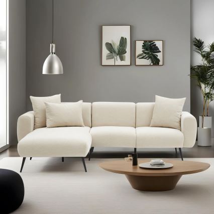 PISA L-shaped Corner Sofa, Cream - Left-hand