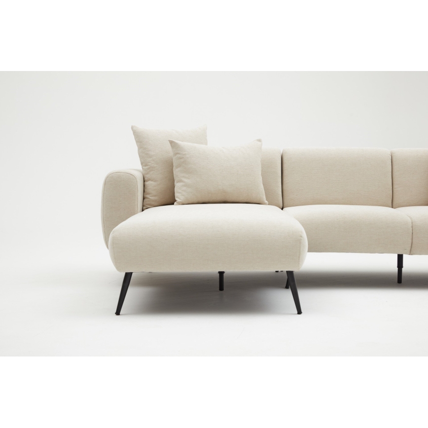 PISA L-shaped Corner Sofa, Cream - Left-hand