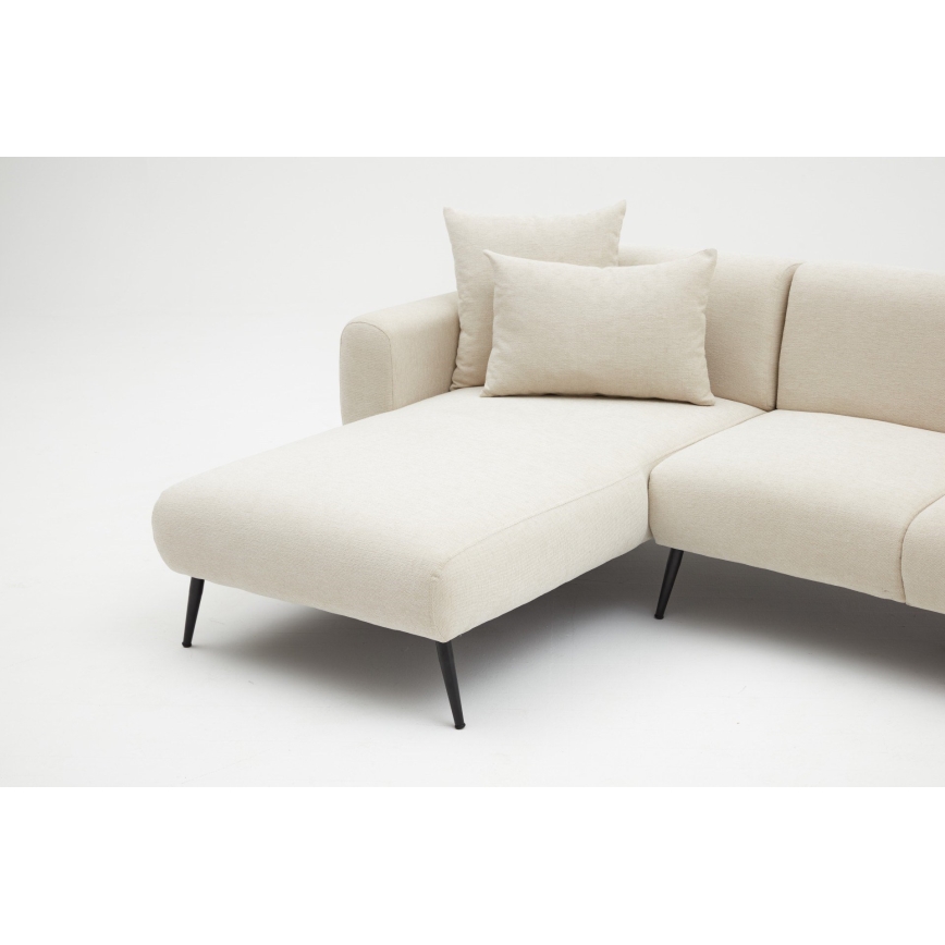 PISA L-shaped Corner Sofa, Cream - Left-hand