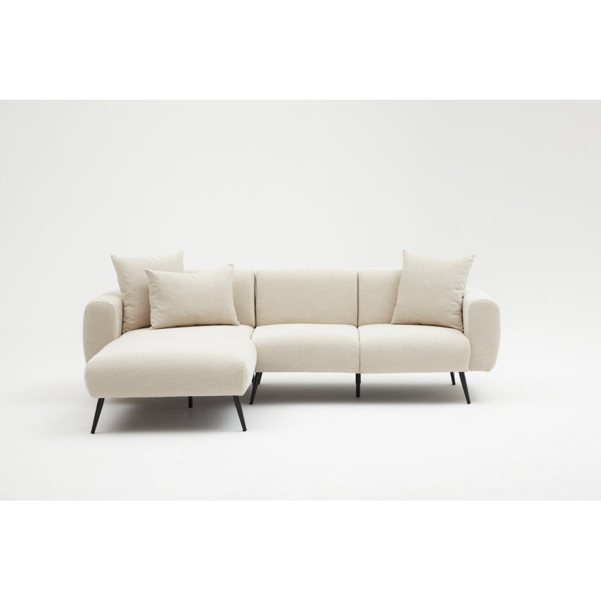 PISA L-shaped Corner Sofa, Cream - Left-hand