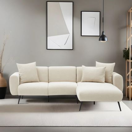 PISA L-Shaped Corner Sofa, Cream, Right-Hand