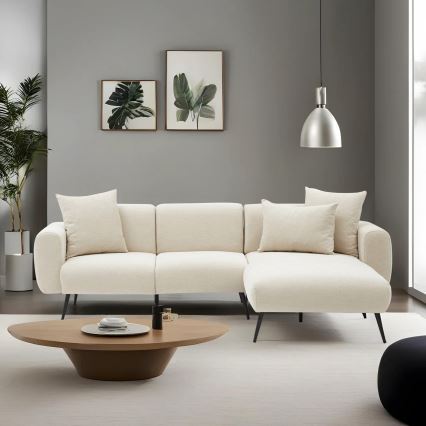 PISA L-Shaped Corner Sofa, Cream, Right-Hand