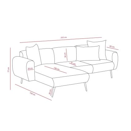 PISA L-Shaped Corner Sofa, Cream, Right-Hand