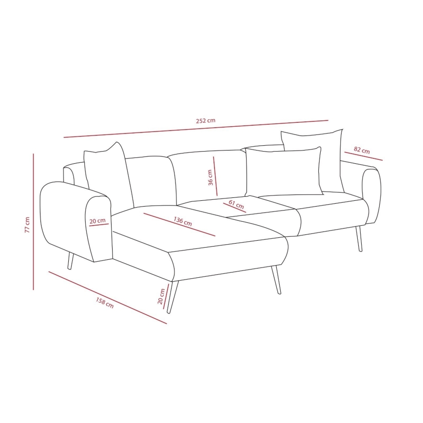 PISA L-Shaped Corner Sofa, Cream, Right-Hand