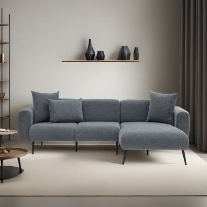 PISA L-Shaped Corner Sofa, Right-Hand, Grey