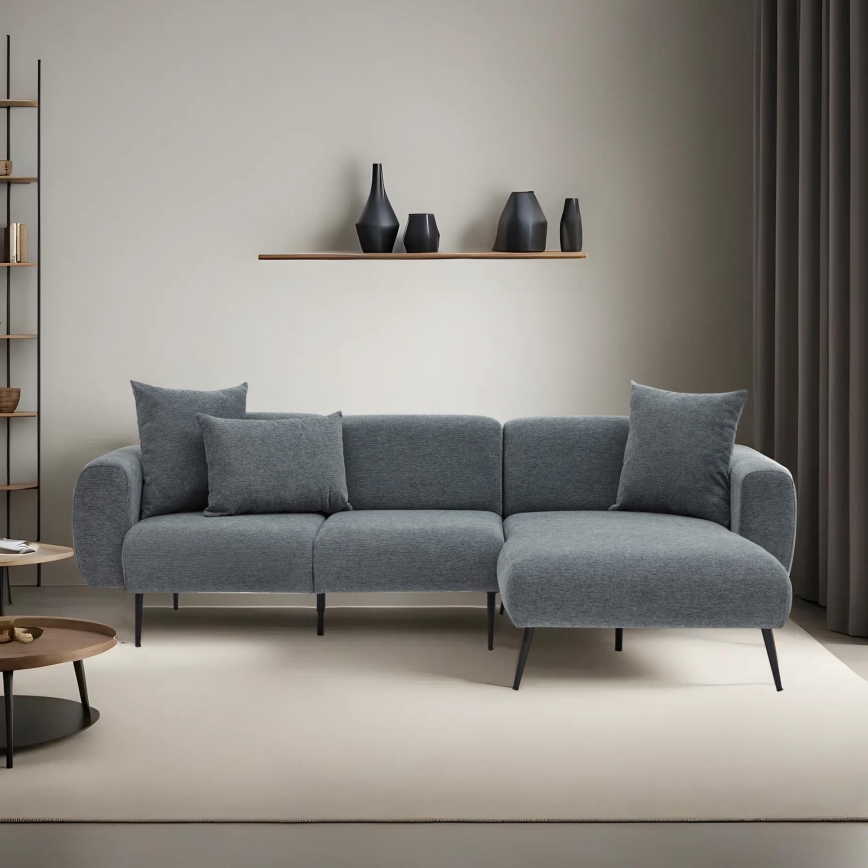 PISA L-Shaped Corner Sofa, Right-Hand, Grey