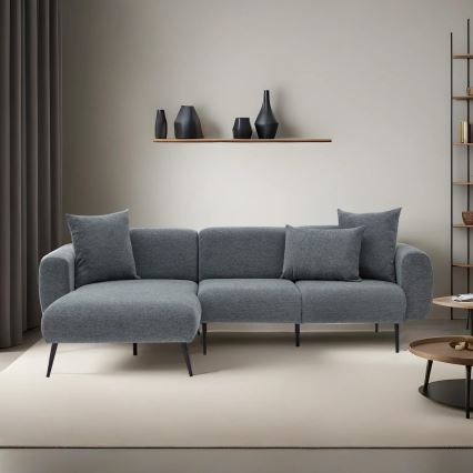PISA Left-Facing L-Shaped Corner Sofa, Grey