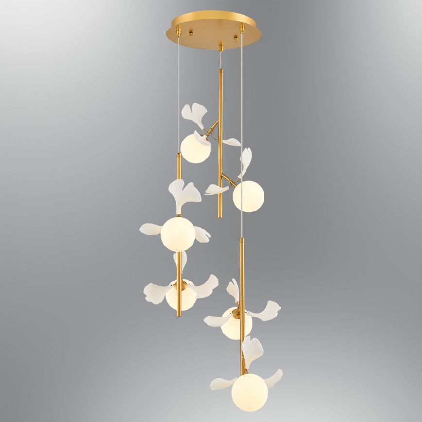 PISTOIA cable-suspended pendant 6xG9/5W/230V, gold