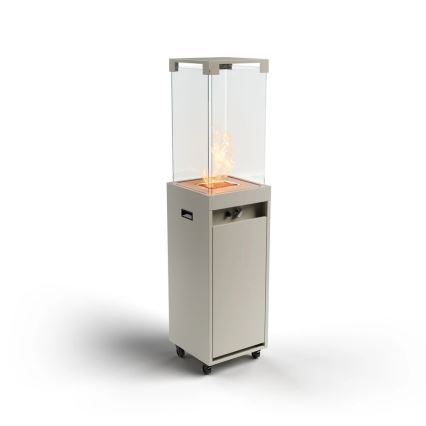 Planika - Outdoor gas fireplace 142x36 cm 8kW 1xAAA gray + protective cover